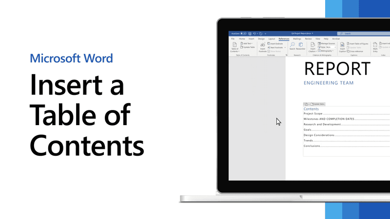 Microsoft Word: How to create table of content automatically
